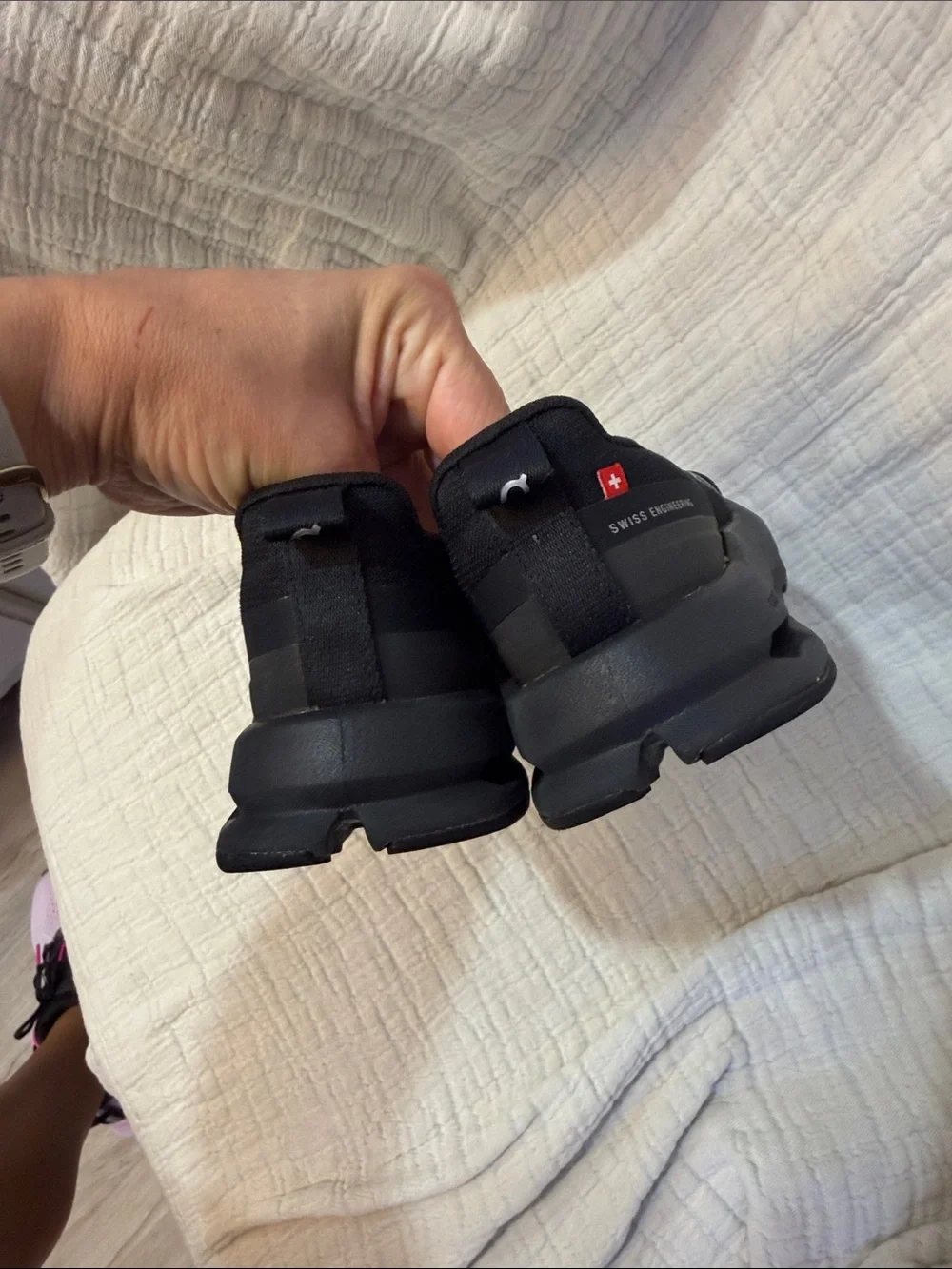 On Running Kids Black Mesh Athletic Sneakers